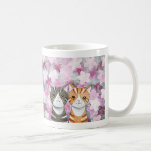 Katten Cherry Blossom Mok Cute Tabby Cats Flowers