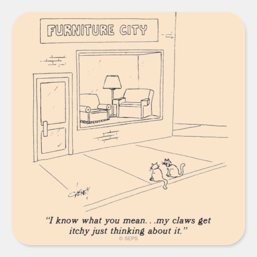 Katten Claeys Meubilair Vierkante Sticker (Voorkant)