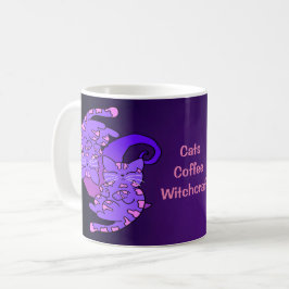 Katten Coffee Witchcraft Gemini Retro Neon Paars Koffiemok