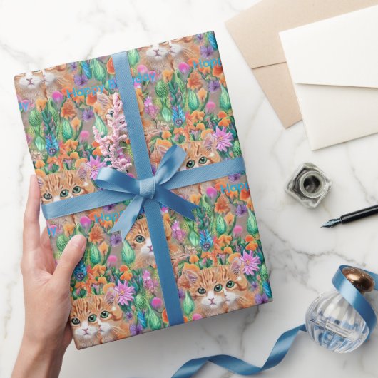 Katten Colorful Happy-verjaardagstrappapier Cadeaupapier (Geschenken)