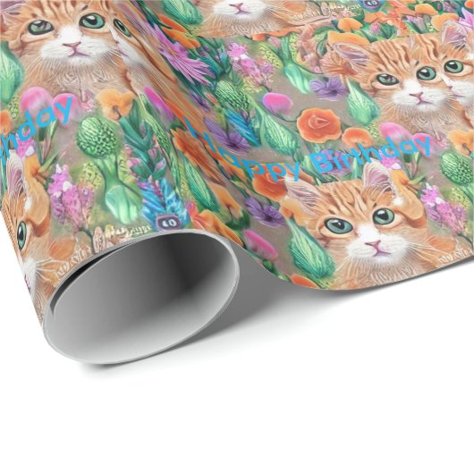 Katten Colorful Happy-verjaardagstrappapier Cadeaupapier (Rol Hoek)
