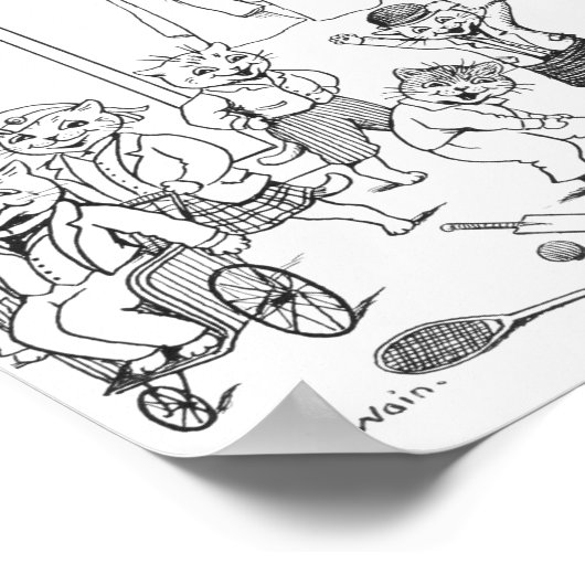 Katten (Coloring Afbeelding), Louis Wain Poster (Hoek)