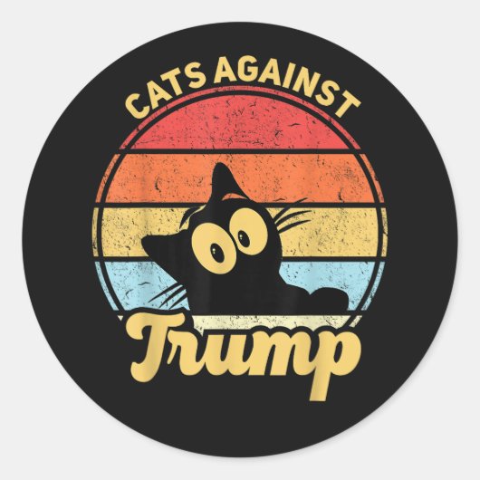 Katten Contra Trump Ronde Sticker (Voorkant)