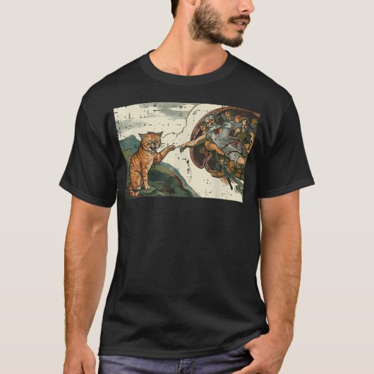 Katten Creatie Van Adam Grappige Meme Kunst T-shirt (Voorkant)