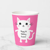 Katten Cute Kat Kind Birthday Party Papieren Bekers (Achterkant)