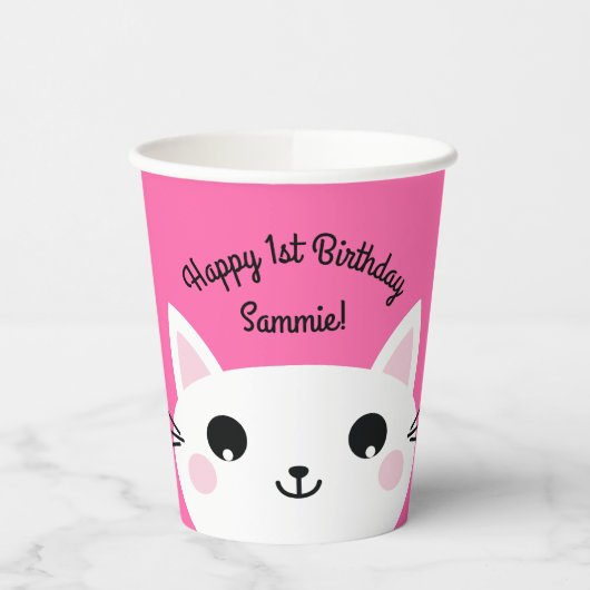 Katten Cute Kat Kind Birthday Party Papieren Bekers (Links)