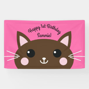 Katten Cute Kitty Kleurrijke 1e Verjaardagsfeest T Spandoek