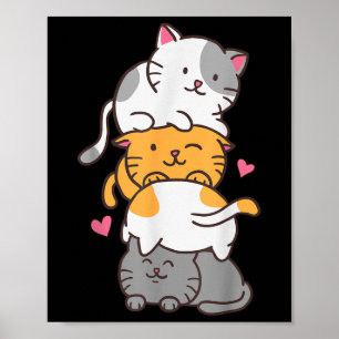 Katten Cute Kitty Stapel Anime Kawaii Neko Poster