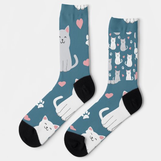 Katten Cute Patroon Achtergrond Sokken (Links)