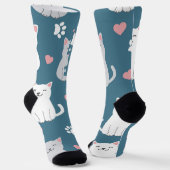 Katten Cute Patroon Achtergrond Sokken (Gebogen)
