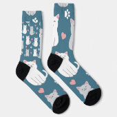 Katten Cute Patroon Achtergrond Sokken (Rechts)