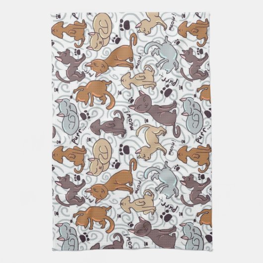 Katten dagelijks leven theedoek (Verticaal)