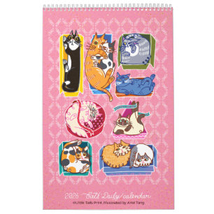 Katten Dagelijkse Kalender geïllustreerd door Kuns