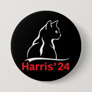 Katten Dames voor Kamala Kat 2024 President Kamala Ronde Button 7,6 Cm