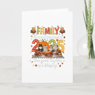 Katten Danken Familie Eetmaal Feestmaaltijd Vintag Kaart