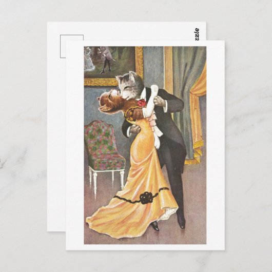 Katten dansen in avondkleding briefkaart (Voorkant / Achterkant)