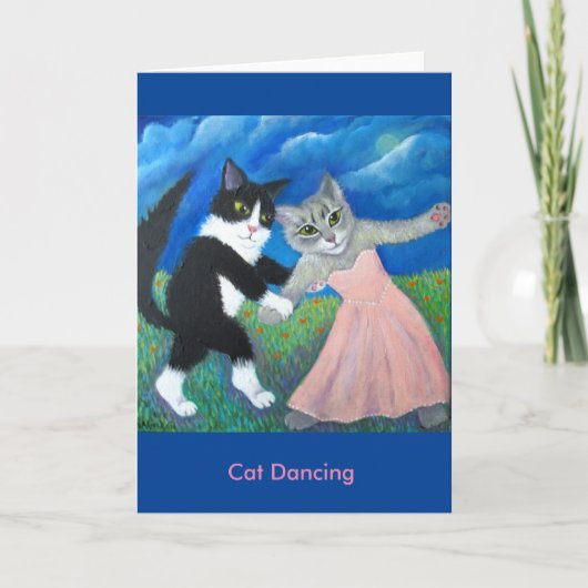 Katten dansen op wenskaart kaart (Voorkant)