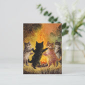 Katten dansen rond het vreugdevuur briefkaart (Staand voorkant)