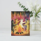 Katten dansen rond het vreugdevuur briefkaart (Staand voorkant)