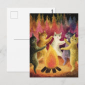 Katten dansen rond het vreugdevuur briefkaart (Voorkant / Achterkant)