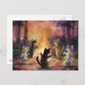 Katten dansen rond het vreugdevuur briefkaart (Voorkant / Achterkant)