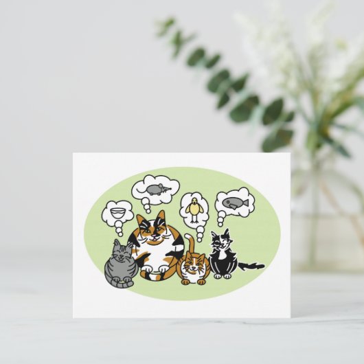 Katten denken briefkaart (Staand voorkant)