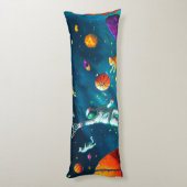 Katten die Basketball spelen in de ruimte met astr Lichaamskussen (Achterkant (Verticaal))