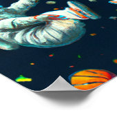 Katten die Basketball spelen in de ruimte met astr Poster (Hoek)