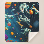 Katten die Basketball spelen in de ruimte met astr Sherpa Deken (Voorkant)