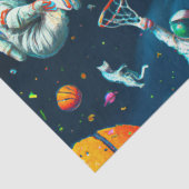 Katten die Basketball spelen in de ruimte met astr Tissuepapier (Detail)