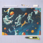 Katten die Basketball spelen in de ruimte met astr Tissuepapier (Craft)