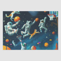 Katten die Basketball spelen in de ruimte met astr