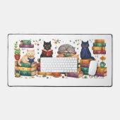 Katten die boeken lezen, gezellige bibliotheek scè bureaumat (Keyboard & Muis)