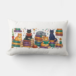 Katten die boeken lezen, gezellige bibliotheek scè kussen
