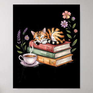 Katten die boeken lezen koffieliefhebber schattig poster