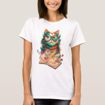 Katten die boeken lezen op je T-shirt