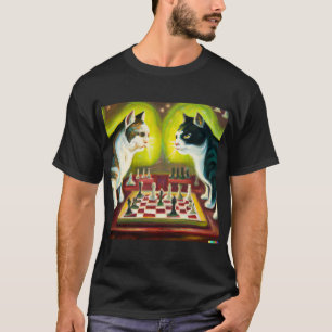 Katten die Chess Original Artist's Artwork spelen T-shirt