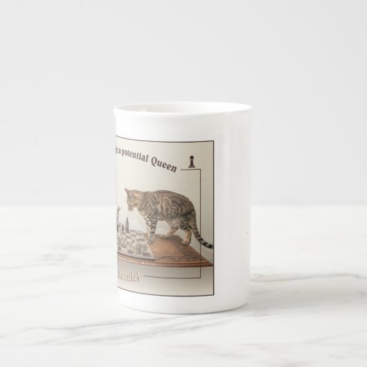 Katten die Chess spelen op een Chinese Mok (Voorkant)