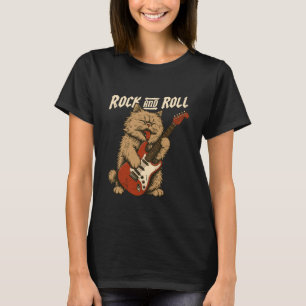 Katten die Coole Gitaar Spelen Grappige Rock Vage T-shirt