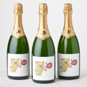 Katten die darts spelen sparkling wijnetiket (Flessen)