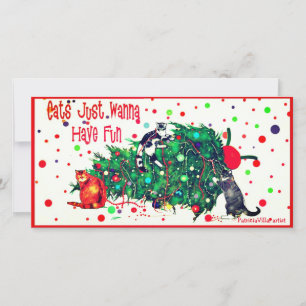 Katten die de Kerstboom Slopen Leuk Kerstkaartje Feestdagenkaart