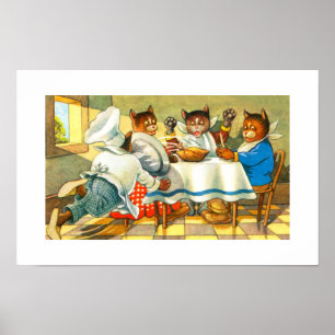 Katten die dineren poster