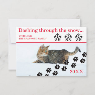Katten die door de sneeuw rennen - 3x5 kerstkaart kaart