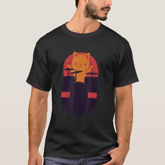 Katten die drums spelen, grappige drumstel drummer t-shirt (Voorkant)