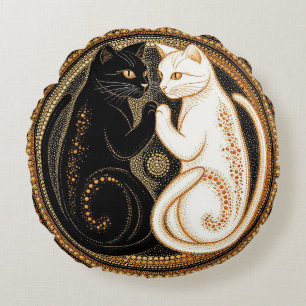 Katten die een door Ying-Yang geïnspireerde compos Rond Kussen