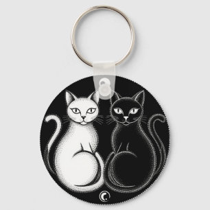 Katten die een door Ying-Yang geïnspireerde compos Sleutelhanger