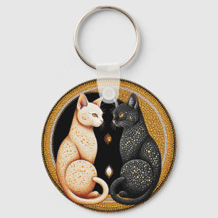 Katten die een door Ying-Yang geïnspireerde compos Sleutelhanger