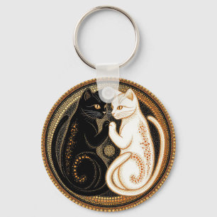 Katten die een door Ying-Yang geïnspireerde compos Sleutelhanger