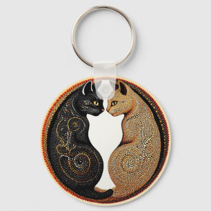 Katten die een door Ying-Yang geïnspireerde compos Sleutelhanger