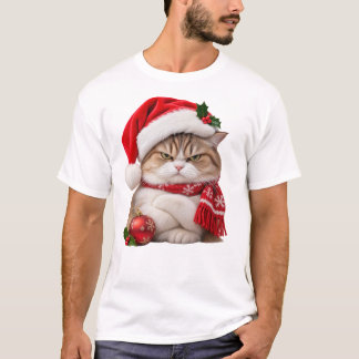 Katten die een kerstmuts dragen en er geërgerd uit t-shirt